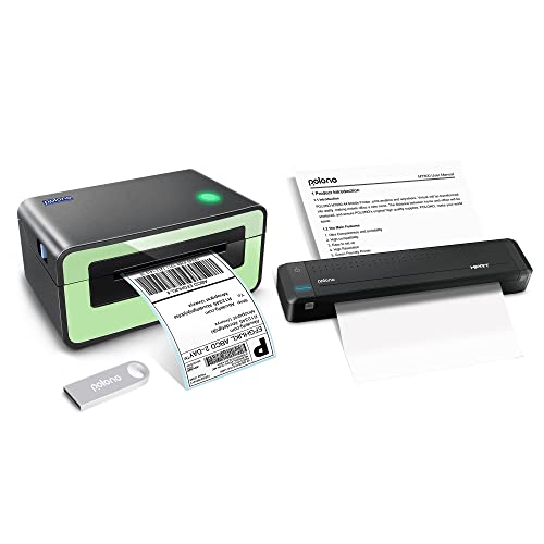 POLONO Label Printer - 150mm/s 4x6 Thermal Label Printer, POLONO MT800 Portable Printer, Support 8.5''×11'' Printer Paper, Support Android, iOS, Compatible with Amazon, Ebay, Etsy, Shopify and FedEx