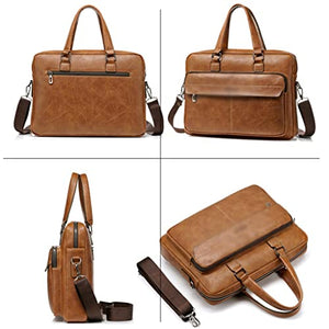 HLMSKD Men's Bag Business Pu Leather Men Laptop Male Messenger Bag Men's Shoulder Bags Briefcases for Documents Bag (Color : C, Size