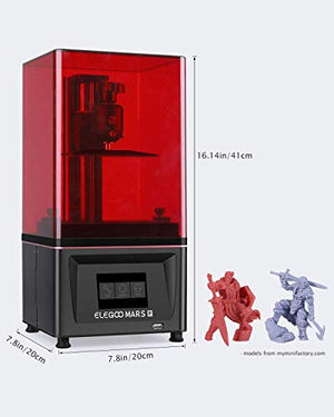 ELEGOO Mars Pro MSLA 3D Printer UV Photocuring LCD 3D Printer with Matrix UV LED Light Source, Built-in Activated Carbon,Off-Line Print 4.53in(L) x 2.56in(W) x 5.9in(H) Printing Size (Renewed)