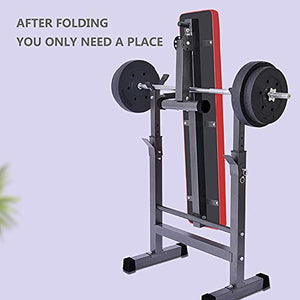 N / B Multifunctional Bench Press Barbell Rack, Weight Benchs Barbells Set, Foldable Adjustment Easy Store Home-Based Strength Training Fitness Equipment, Black