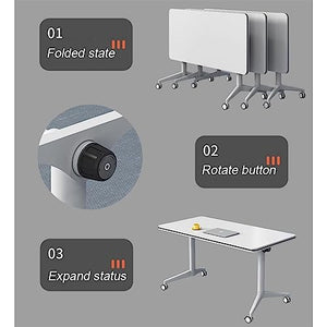 NeAFP Foldable Mobile Computer Table, 29.5" Tall, Locking Wheels, Steel Bases, Laminate Tops