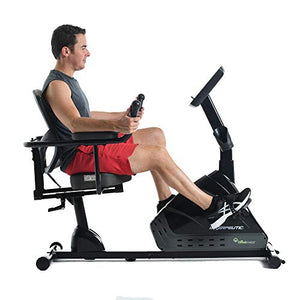 Exerpeutic 5000 Magnetic Recumbent with Airsoft seat and Bluetooth MyCloudFitness App, Black and Grey