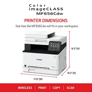 Canon Color imageCLASS MF656Cdw Wireless Laser Printer - All-in-One, Duplex, White - 3 Year Warranty