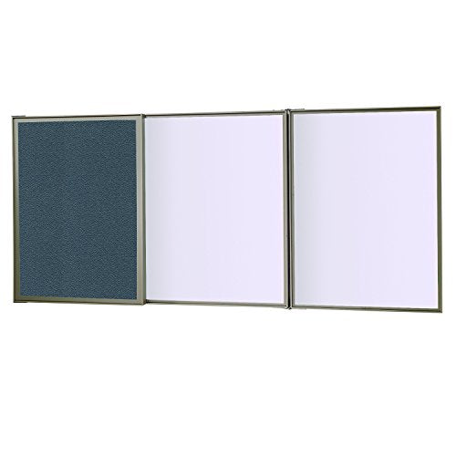 Ghent VisuALL PC, Gray Fabric Bulletin Board Outside with Acrylate Whiteboard Inside (41302)
