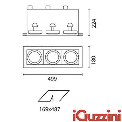 IGuzzini 4251 Gray Frame 3 lights 3 X G12 spot lights lamp recessed