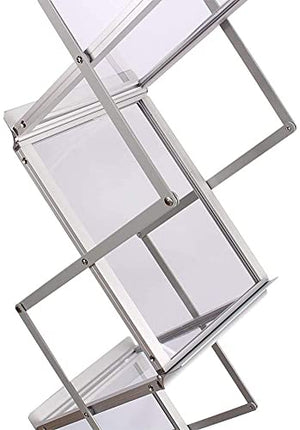 None 6-Tier Folding Literature Brochure Display Rack Aluminum Case Catalog Rack Silver - Free Size