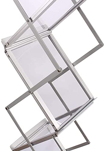 6-Tier Folding Literature Brochure Display Rack Aluminum Case Catalog Rack Silver - Free Size