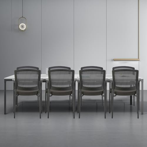 CLATINA Office Reception Guest Chair Mesh Back Stacking with Lumbar Support, Thickened Seat Cushion - Black 4 Pack