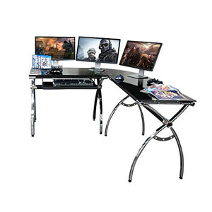 TECHNI SPORT Gaming Desk Collection Luxor - L-Shaped Gaming Desk, Black - Perfect Gaming Desktop Desk