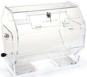 Clear Plexiglas Raffle Drum with Locking Hinged Door for Countertop Usage - Medium