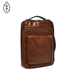 Fossil Men's Buckner Leather Small Convertible Travel Backpack and Briefcase Messenger Bag, Cognac