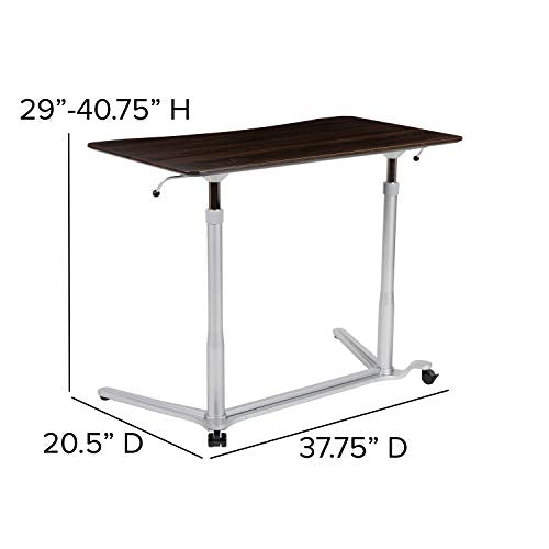 Flash Furniture Sit-Down, Stand-Up Dark Wood Grain Computer Ergonomic Desk with 37.375"W Top (Adjustable Range 29" - 40.75")