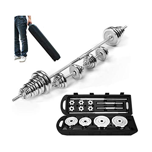 Pubota Adjustable Weight Dumbbell Set, Free Weight Set with Connecting Rod 50KG/110LB Fitness Equipment Combination Extended Strength Training (Silver)