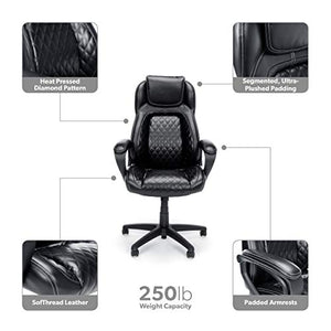 OFM ESS Collection Racing Style SofThread Leather High Back Office Chair, in Black (ESS-6060)