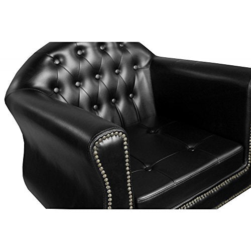Avondale"Young" Black European Salon Styling Chair, Round Base, U Shaped Footrest