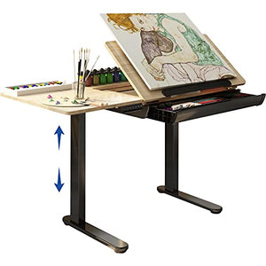 FLEXISPOT Comhar Electric Adjustable Drafting Table, Standing Desk with Storage Drawers, 47.2" W x 23.6" D, Angle Height Adjustable - Craft Artist Table