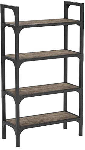 Acme Gorden Bookshelf, Weathered Oak & Antique Silver