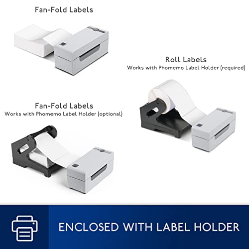 Phomemo Label Printer with Useful Label Holder Combo - 6''/s 4x6 Shipping Label Printer, Thermal Label Printer, Compatible with Shopify, Ebay, UPS, USPS, FedEx, Amazon & Etsy, Works on Windows & macOS
