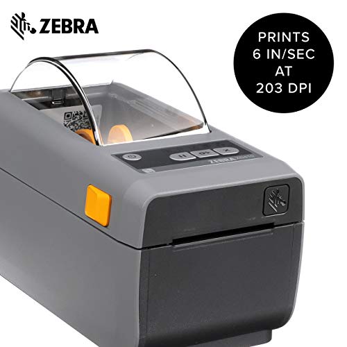 Zebra ZD410 Direct Thermal Printer Plus 2.25 X 1.25 in Z-Perform 2000D Thermal Labels Print Width of 2 in USB Bluetooth 1 in Core Labels 6 Rolls