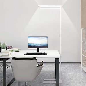 STERREN 76" LED Floor Lamp, 80W White Modern Free-Standing Dimmable Reading Lamp