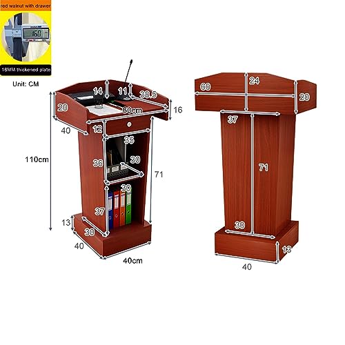 YUZES Wooden Lectern Podium Stand - Gray, Floor Standing for Classroom Churches Auditorium