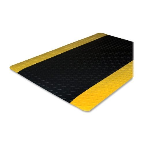 Genuine Joe Anti-Fatigue Mat with Beveled Edge, 3 by 12-Feet, Yellow Border, Black