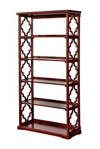 HOMES: Inside + Out IDF-AC6280EX Erune Quatrefoil Bookshelf, Dark Walnut