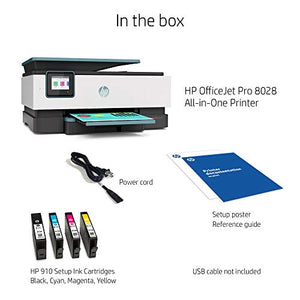 HP OfficeJet Pro 8028 All-in-One Instant Ink Ready Inkjet Printer - 4-in-1 Print, Scan, Copy, Fax Business Office Bundle - WiFi and Cloud-Based Wireless Printing - Blue - BROAGE 6 Feet Printer Cable