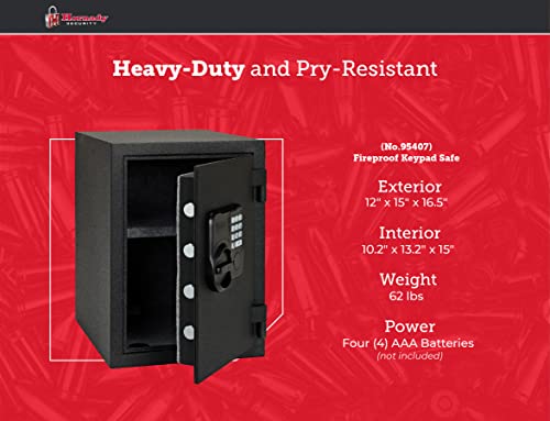 Hornady Fireproof Safe for Guns and Valuables with Keypad Entry – Secure Your Firearms, Cash, Documents, Jewelry and More – 4-6 Digital Keypad Entry, Interior Light and Backup Key – Item 95407