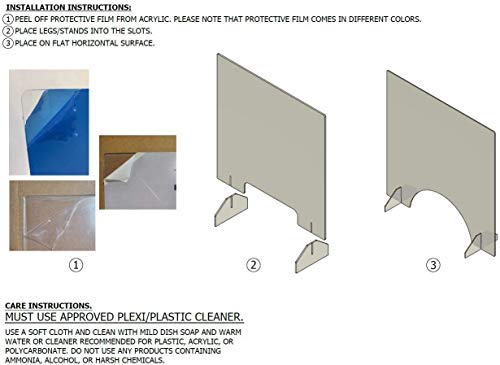 Plexiglass Sneeze Guard - 32"w x 24"h Protective Freestanding Shield Guards Against Sneezing and Coughing/ 1/8" Thk (11.75"w X 2.5"h Cutout) (32x24 (10-Pack))