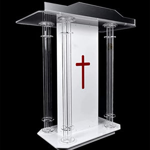 ZEELYDE Acrylic Lectern Podium Stand White - Christian Chanting & Priest's Oath Station