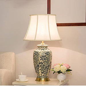 EARSHOT Retro Ceramic Desk Lamp with Fabric Lampshade - 28" H Nightstand Lamp