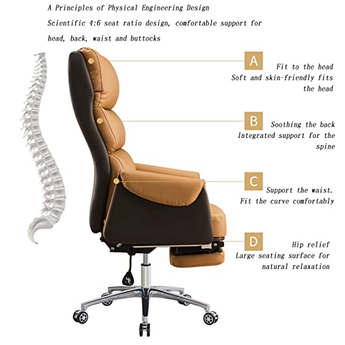 CBLdF High Back Boss Chair, PU Leather Executive Ergonomic Office Chair (Orange/Brown)