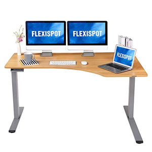 FLEXISPOT Vici 55 in L Shaped Computer Desk Corner Desk Electric Stand Up Desk with Memory Controller Standing Desk Height Adjustable Desk with Splice Board Game Desk (Gray Frame + Maple Desktop)