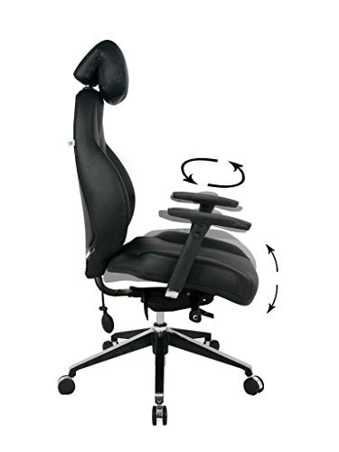 VIVA OFFICE Hottest High Back Ergonomic Multi-function Luxury Leather Office Chair with Top Leather Seat and Back, Adjustable Italy DONATI Armrests and Italy Synchronous Mechanism, and Aluminum Base