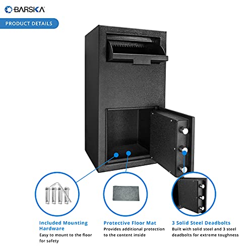 BARSKA AX13718 Digital Multi-User Keypad Security Depository Drop Safe with Front Load for Cash, Money, Mail, Business