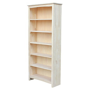International Concepts Shaker Bookcase, 72-Inch, Unfinished