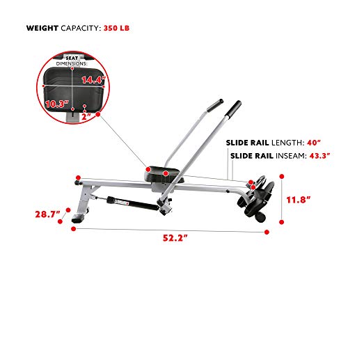 Sunny Health & Fitness SF-RW5639 Full Motion Rowing Machine Rower w/ 350 lb Weight Capacity and LCD Monitor
