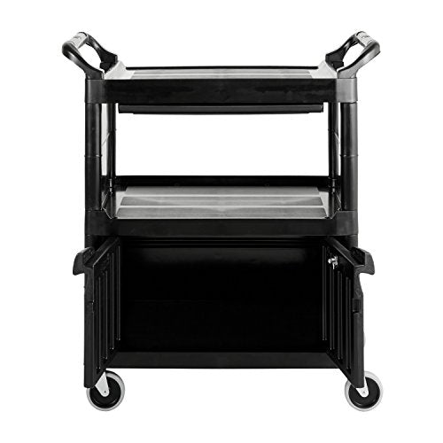 Rubbermaid Commercial Products Rolling Utility Cart with Drawers, Black, 300 lbs Capacity