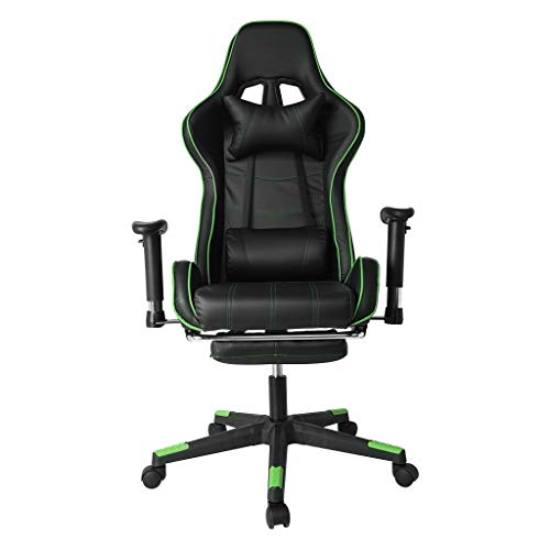 Gaming Chair - Onlyliua Office Chair High Back Computer Chair Adjustable Backrest Reclining Leather Office Chair with Footrest with Headrest and Lumbar Support