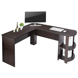 BJYX L-Shaped Computer Desk Corner Home Office Workstation Large Laptop Table Shelves
