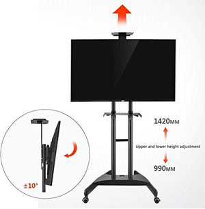 None TV Rack Furniture Mobile TV Cart with Mount, 32-65 Inch Flat Display Height Adjustable, Caster, 2 Shelves, Full Motion