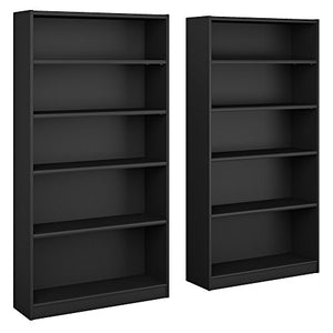 Bush Furniture Universal 5 Shelf Bookcase Set of 2 in Classic Black