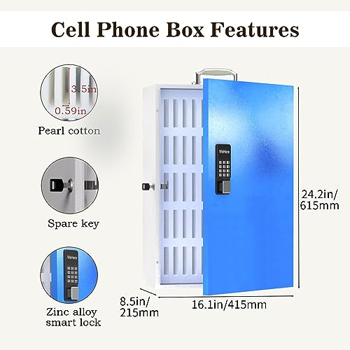 WeHere 60 Slots Cell Phone Locker with Smart Lock - Wall Mounted/Portable Handle
