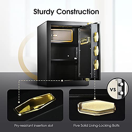 ADIMO Safe, 2.2 Cubic Feet Cabinet Safe Box with Digital Keypad and Key Lock, Built In Cabinet Box, Double Keys, Removable Shelf for Jewelry, Documents, Valuables