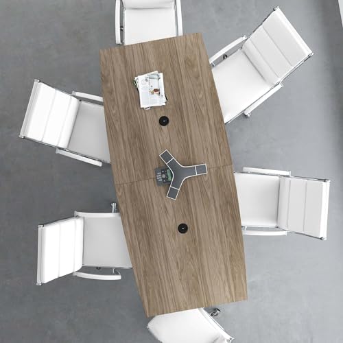 Bush Business Furniture Conference Table for 6-8 People | Boat Shaped 8 Foot Desk, Modern Hickory