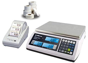 CAS JR-S-2000-30 NTEP Price Computing Scale, 30 x 0.005 lb w/Printer & Case of Labels