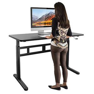 Mount-It! Height Adjustable Manual Standing Desk with Tabletop | 55.1 X 23.6 Inch Tabletop | Complete Sit Stand Workstation | Stand Up Desk Frame and Desktop with Hand Crank | 1 Inch Thick Desktop