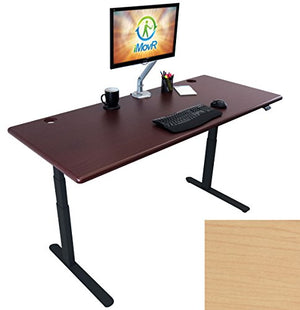 Lander Electric Adjustable Height Sit Stand Desk, Black Base (Light Maple Top, 30" x 59")