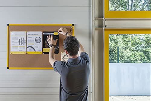 MasterVision Industrial Cork Bulletin / Pin Board, 40 x 60 Inches, Yellow Maya Frame (CA1511721)